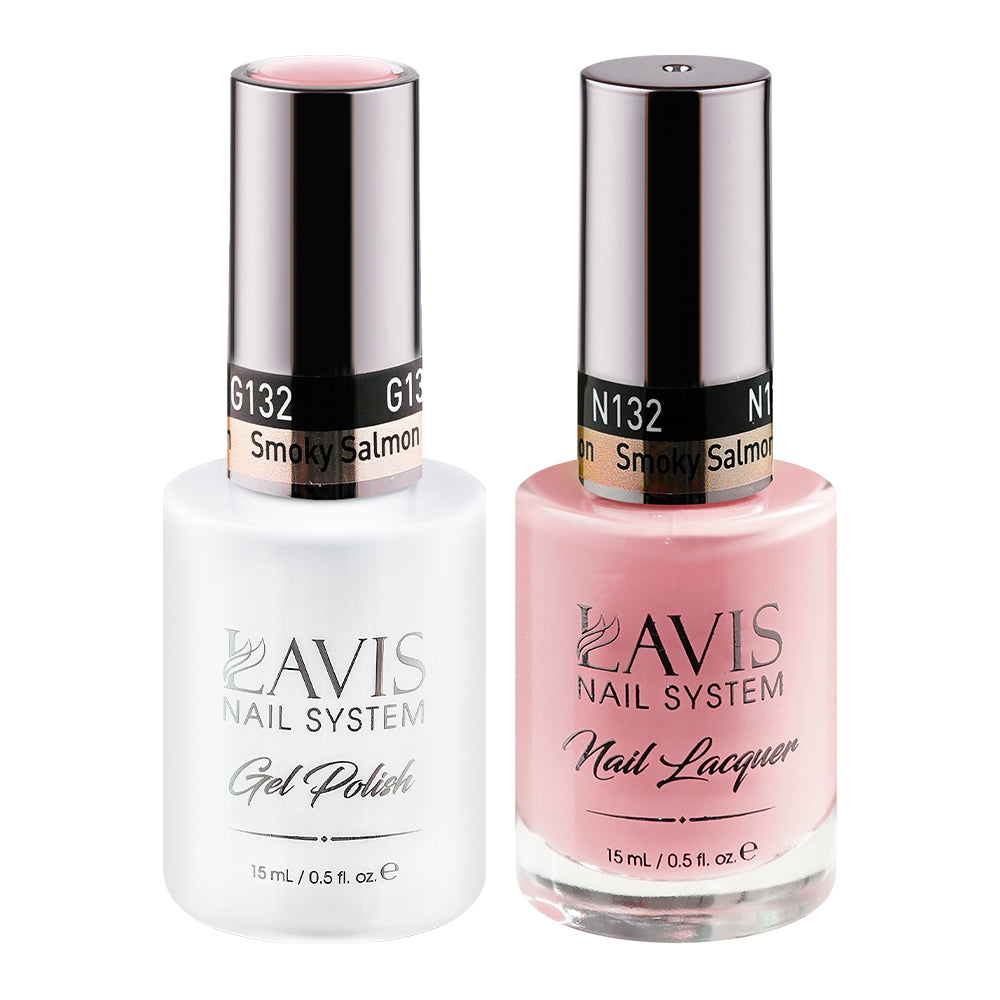 LAVIS 132 Smoky Salmon - Gel Polish & Matching Nail Lacquer Duo Set - 0.5oz