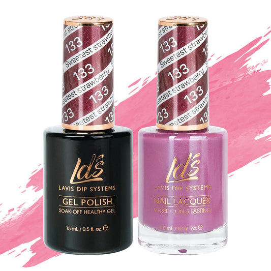 LDS 133 Sweetest Straberry - LDS Healthy Gel Polish & Matching Nail Lacquer Duo Set - 0.5oz