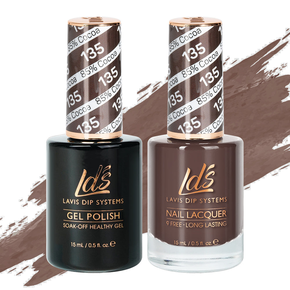 LDS 135 85% Cocoa - LDS Healthy Gel Polish & Matching Nail Lacquer Duo Set - 0.5oz