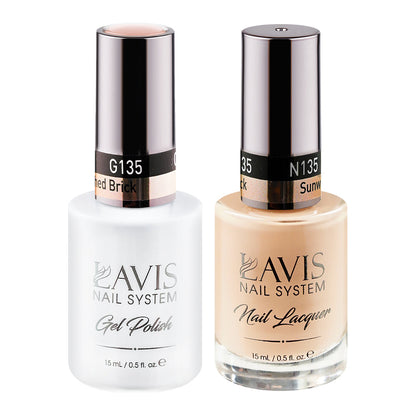 LAVIS 135 Sunwashed Brick - Gel Polish & Matching Nail Lacquer Duo Set - 0.5oz