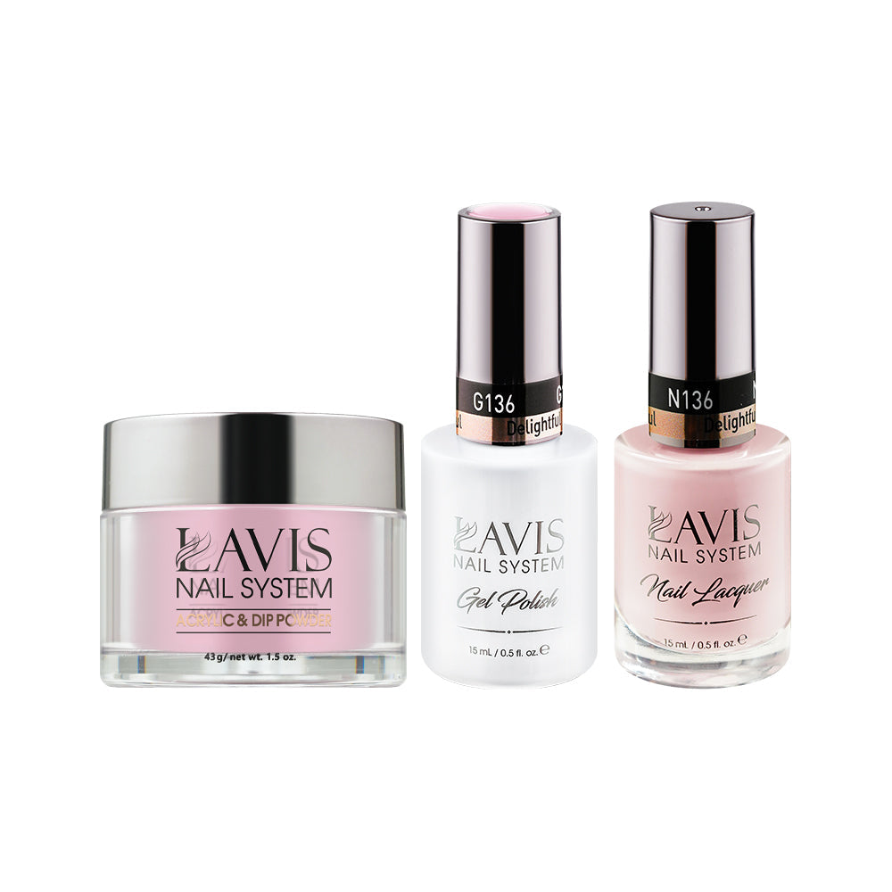 LAVIS 3 in 1 - 136 Delightful - Acrylic & Dip Powder, Gel & Lacquer