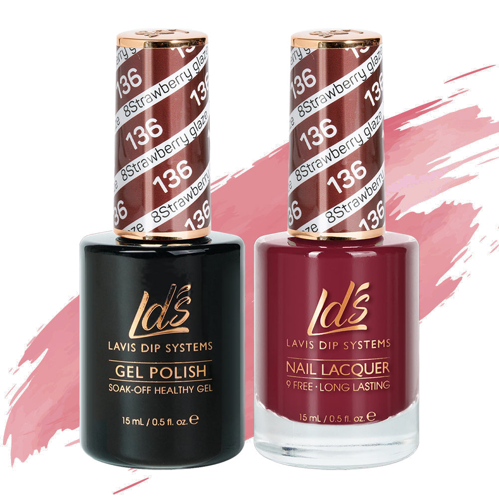 LDS 136 Strawberry Glaze - LDS Healthy Gel Polish & Matching Nail Lacquer Duo Set - 0.5oz