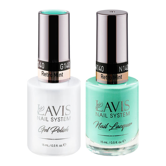 LAVIS 140 Retro Mint - Gel Polish & Matching Nail Lacquer Duo Set - 0.5oz