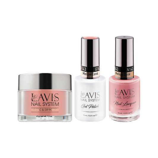 LAVIS 3 in 1 - 143 Mellow Coral - Acrylic & Dip Powder, Gel & Lacquer
