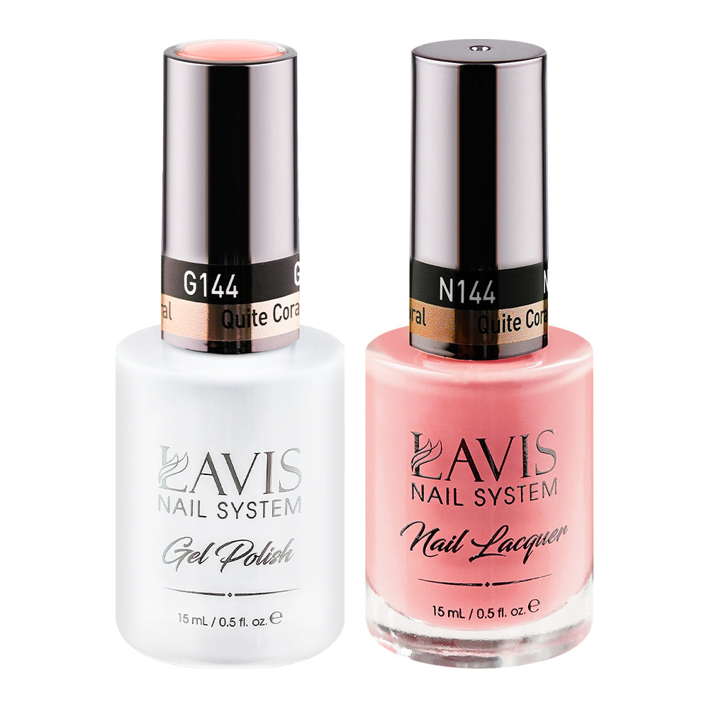 LAVIS 144 Quite Coral - Gel Polish & Matching Nail Lacquer Duo Set - 0.5oz