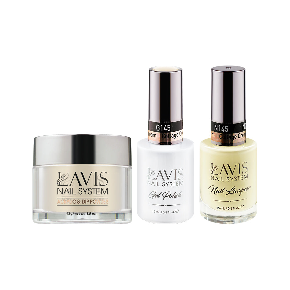 LAVIS 3 in 1 - 145 Cottage Cream - Acrylic & Dip Powder, Gel & Lacquer