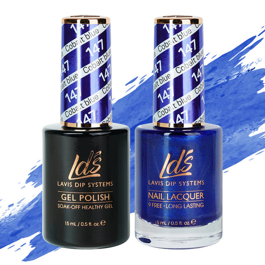 LDS 147 Cobalt Blue - LDS Healthy Gel Polish & Matching Nail Lacquer Duo Set - 0.5oz