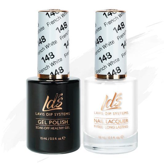 LDS 148 French White - LDS Healthy Gel Polish & Matching Nail Lacquer Duo Set - 0.5oz