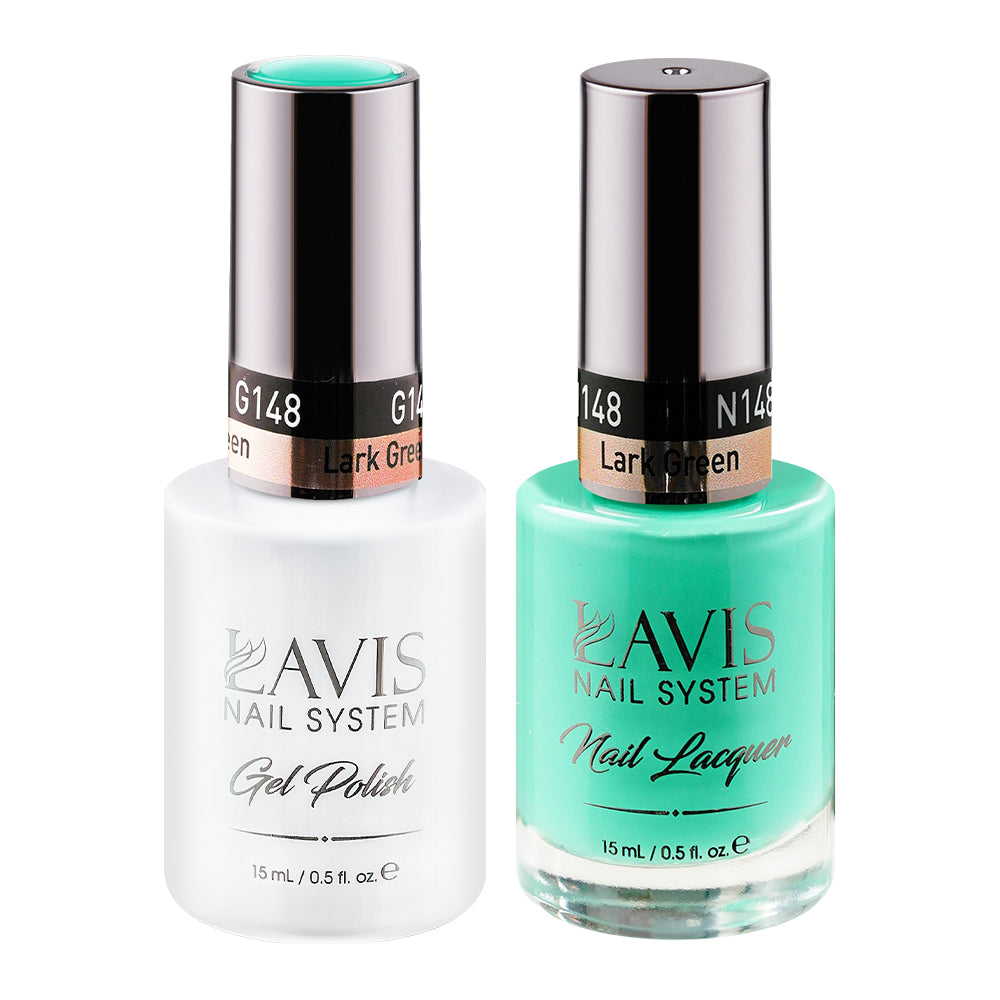 LAVIS 148 Lark Green - Gel Polish & Matching Nail Lacquer Duo Set - 0.5oz