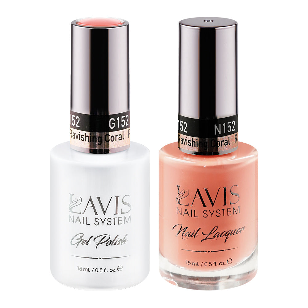 LAVIS 152 Ravishing Coral - Gel Polish & Matching Nail Lacquer Duo Set - 0.5oz