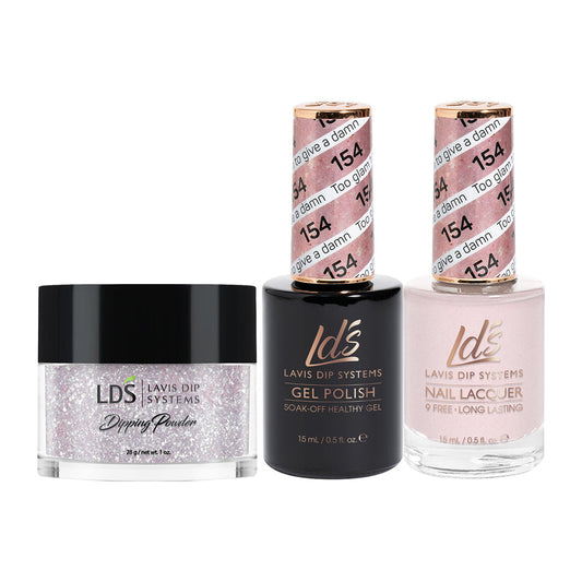 LDS 3 in 1 - 154 Too Glam To Give A Damn - Dip (1oz), Gel & Lacquer Matching