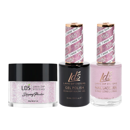 LDS 3 in 1 - 155 I Wear Love - Dip (1oz), Gel & Lacquer Matching