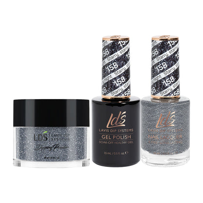 LDS 3 in 1 - 158 Starry, Starry Night - Dip (1oz), Gel & Lacquer Matching