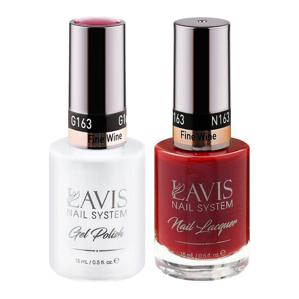 LAVIS 163 Fine Wine - Gel Polish & Matching Nail Lacquer Duo Set - 0.5oz