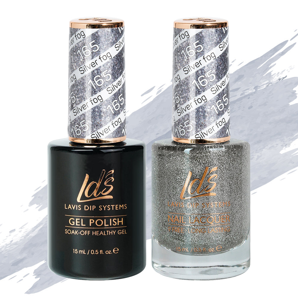 LDS 165 Silver Fog - LDS Healthy Gel Polish & Matching Nail Lacquer Duo Set - 0.5oz