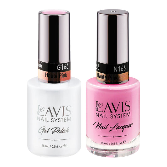 LAVIS 166 Haute Pink - Gel Polish & Matching Nail Lacquer Duo Set - 0.5oz