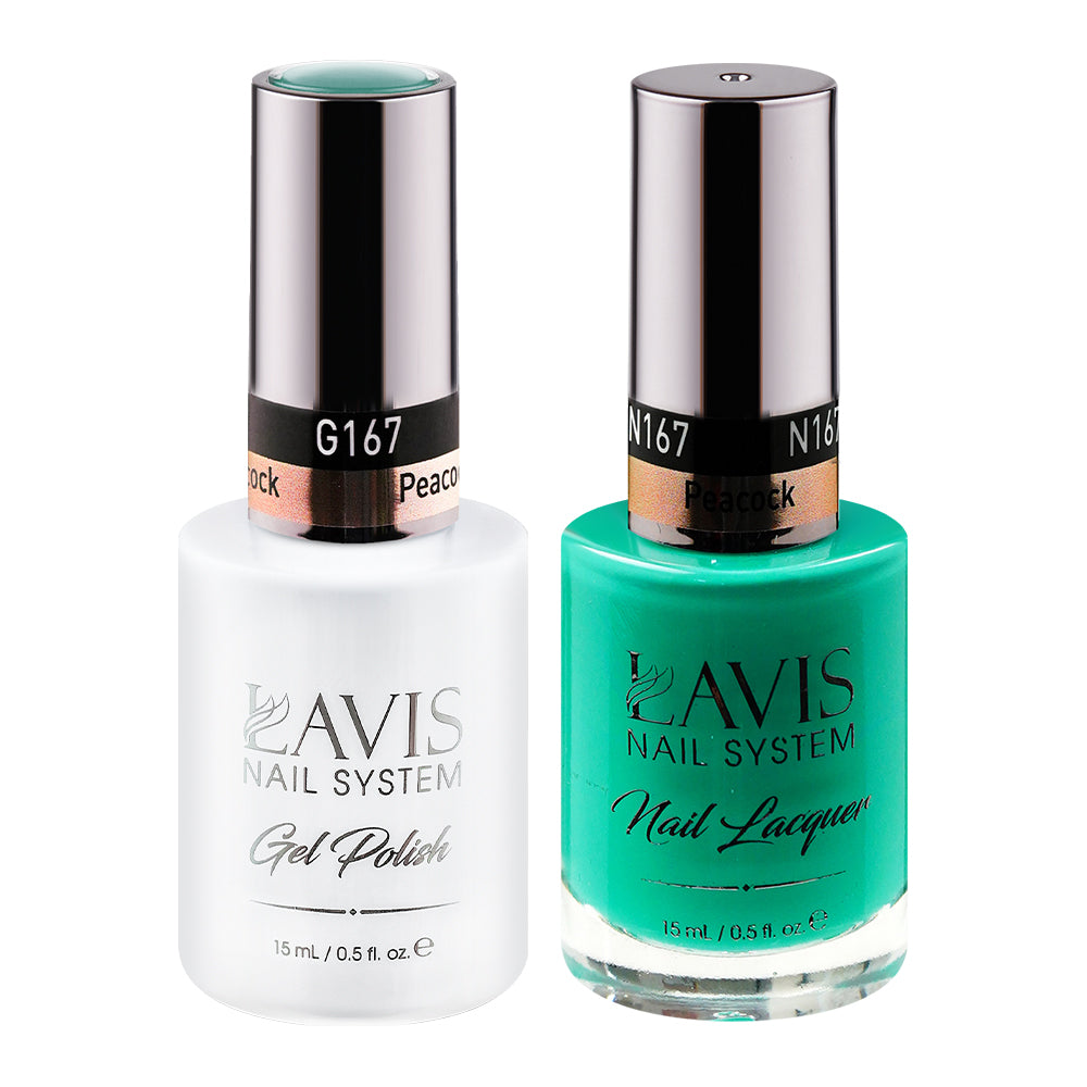 LAVIS 167 Peacock - Gel Polish & Matching Nail Lacquer Duo Set - 0.5oz