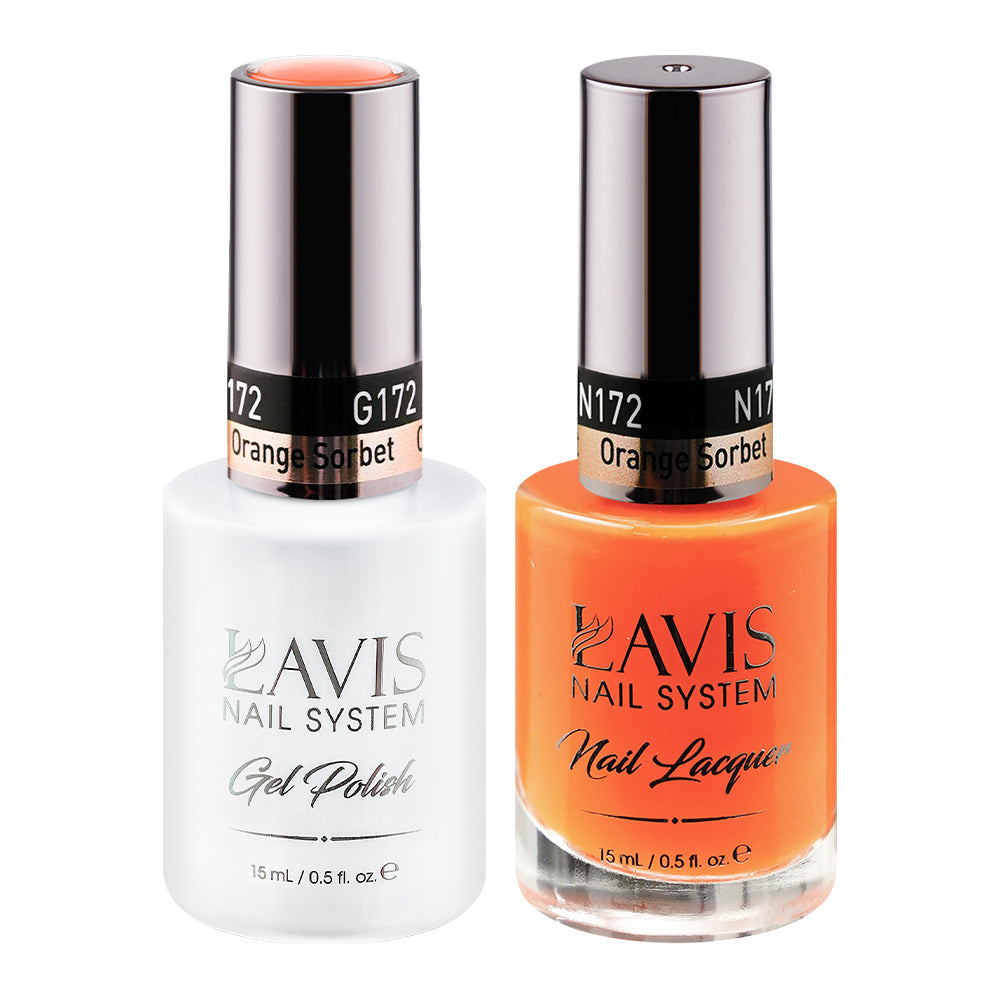 LAVIS 172 Orange Sorbet - Gel Polish & Matching Nail Lacquer Duo Set - 0.5oz