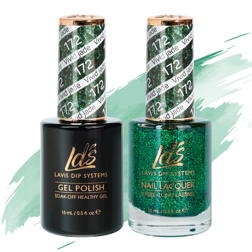 LDS 172 Vivid Jade - LDS Healthy Gel Polish & Matching Nail Lacquer Duo Set - 0.5oz