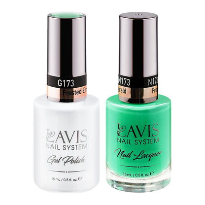 LAVIS 173 Frosted Emerald - Gel Polish & Matching Nail Lacquer Duo Set - 0.5oz