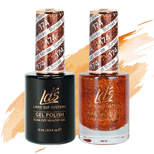 LDS 174 Sunset Soirée - LDS Healthy Gel Polish & Matching Nail Lacquer Duo Set - 0.5oz