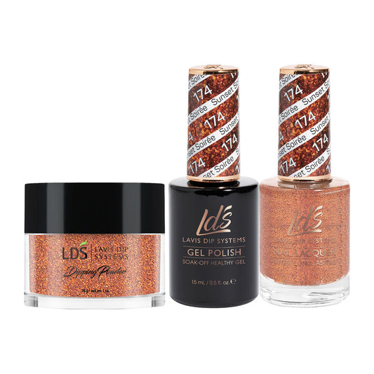 LDS 3 in 1 - 174 Sunset Soirée - Dip (1oz), Gel & Lacquer Matching