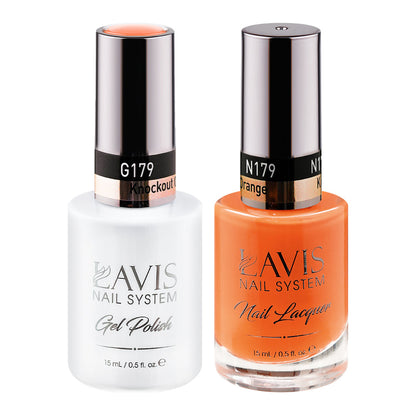 LAVIS 179 Knockout Orange - Gel Polish & Matching Nail Lacquer Duo Set - 0.5oz