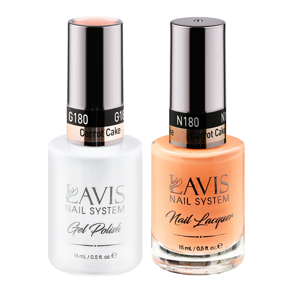 LAVIS 180 Carrot Cake - Gel Polish & Matching Nail Lacquer Duo Set - 0.5oz