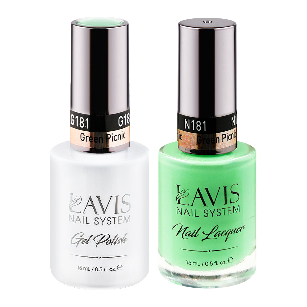 LAVIS 181 Green Picnic - Gel Polish & Matching Nail Lacquer Duo Set - 0.5oz