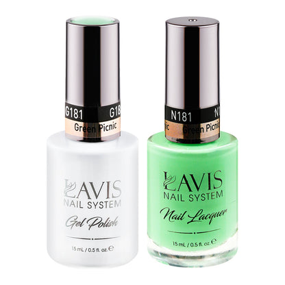 LAVIS 181 Green Picnic - Gel Polish & Matching Nail Lacquer Duo Set - 0.5oz