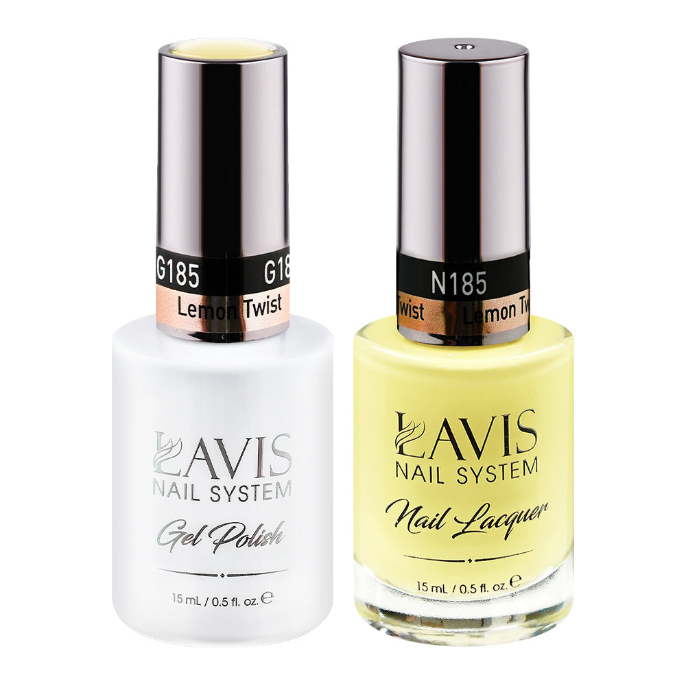 LAVIS 185 Lemon Twist - Gel Polish & Matching Nail Lacquer Duo Set - 0.5oz