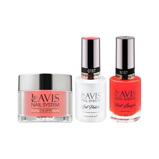 LAVIS 3 in 1 - 187 Daring Orange - Acrylic & Dip Powder, Gel & Lacquer