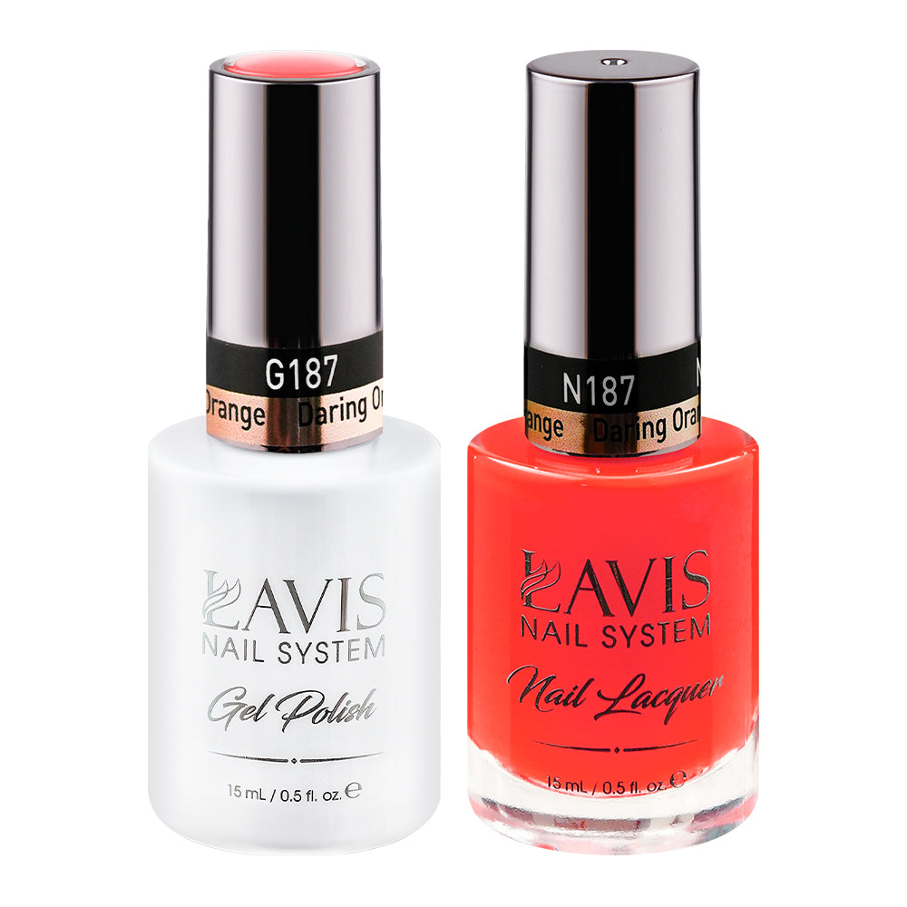 LAVIS 187 Daring Orange - Gel Polish & Matching Nail Lacquer Duo Set - 0.5oz