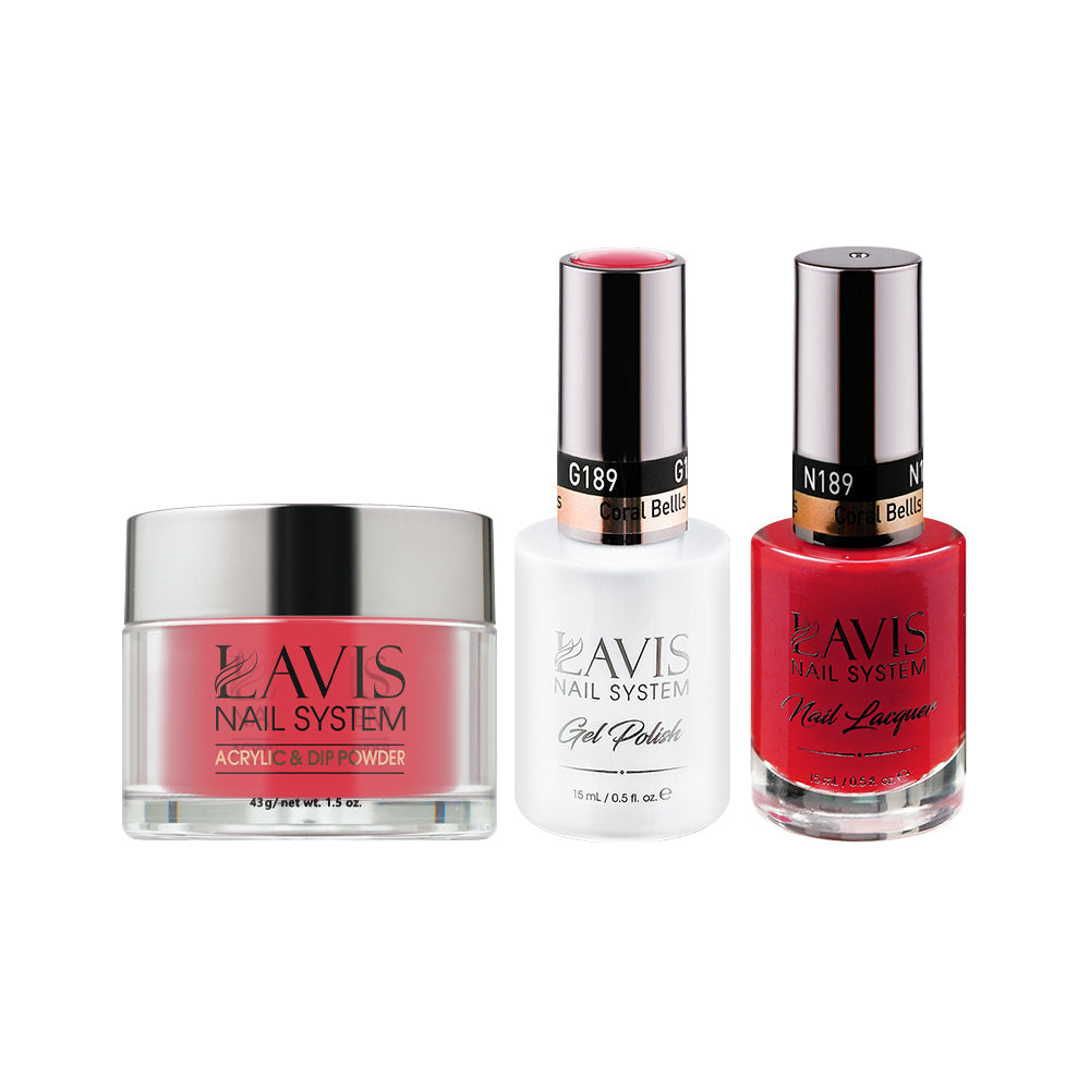 LAVIS 3 in 1 - 189 Coral Bellls - Acrylic & Dip Powder, Gel & Lacquer