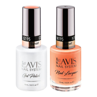 LAVIS 195 Sunset - Gel Polish & Matching Nail Lacquer Duo Set - 0.5oz