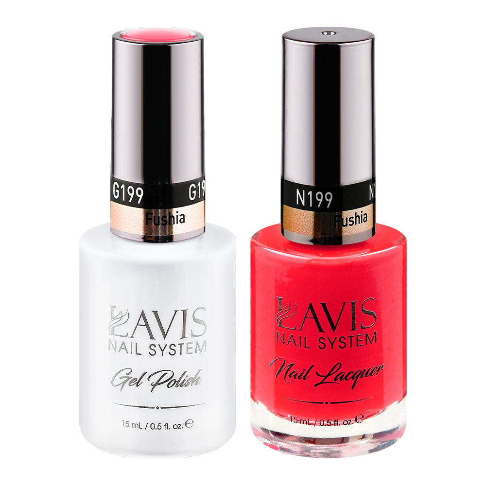 LAVIS 199 Fushia - Gel Polish & Matching Nail Lacquer Duo Set - 0.5oz