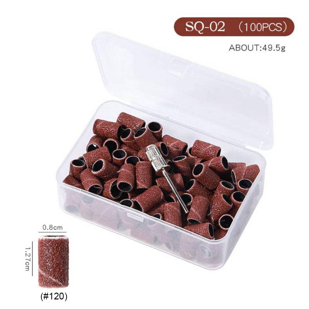 1 Box Sand Band Multipurpose High Strength Emery Fabric Electric #120 Size Nail Machine Drill Sanding Rings for Manicure SQ-02