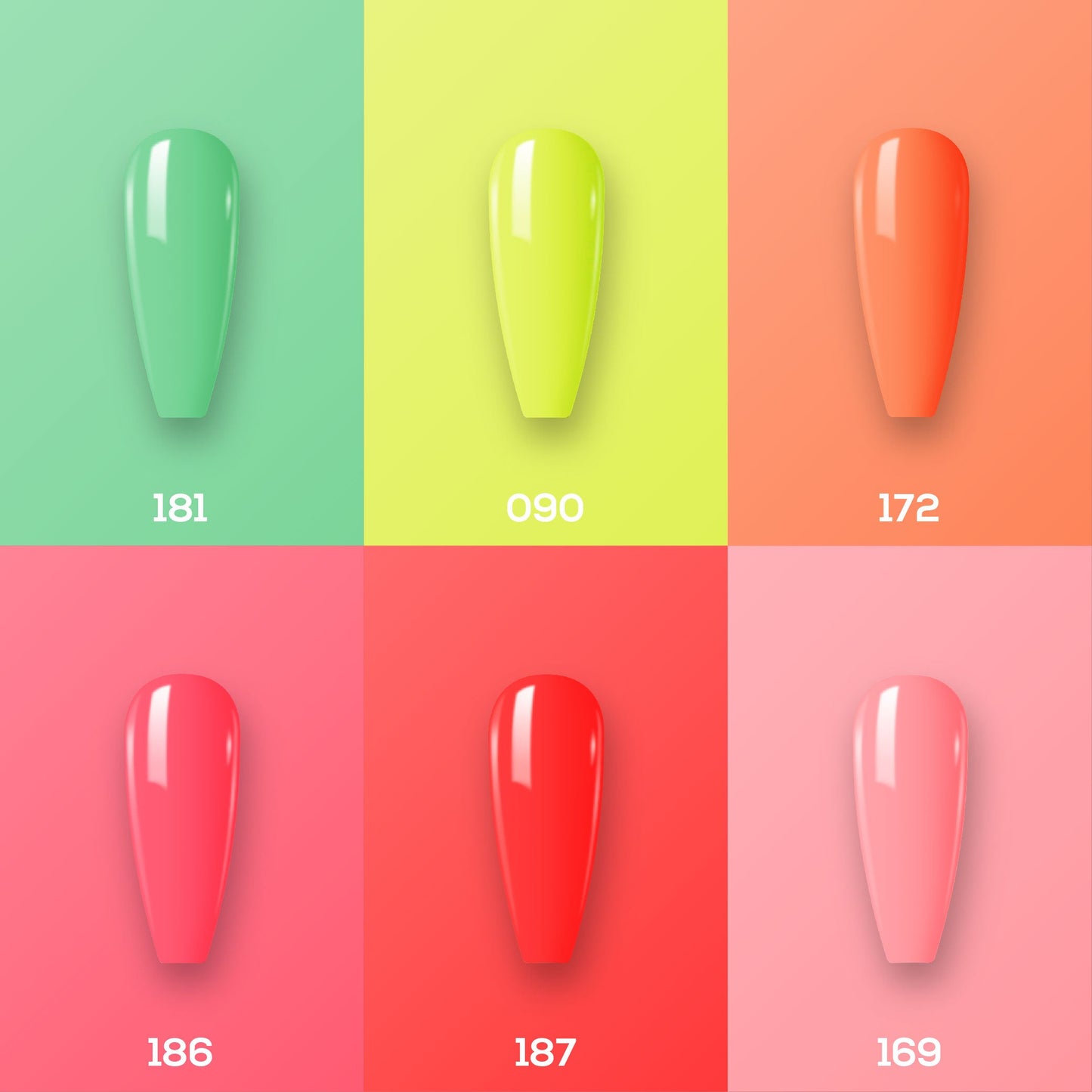 Lavis Gel Summer Color Set G11 (6 colors) : 181, 090, 172, 186, 187, 169