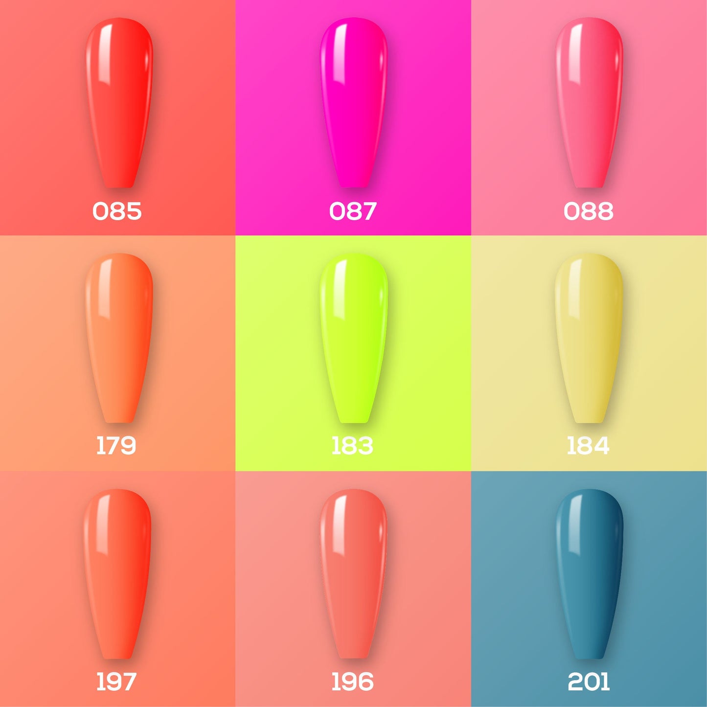 9 Lavis Holiday Gel Nail Polish Collection - SET 14 - 085; 087; 088; 179; 183; 184; 197; 196; 201