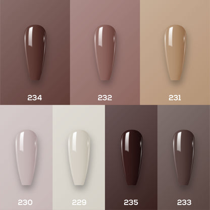 Lavis Holiday Collection: 7 Gel Polishes, 1 Base Gel, 1 Top Gel - Set 15 - 234, 232, 231, 230, 229, 235, 233 + BT