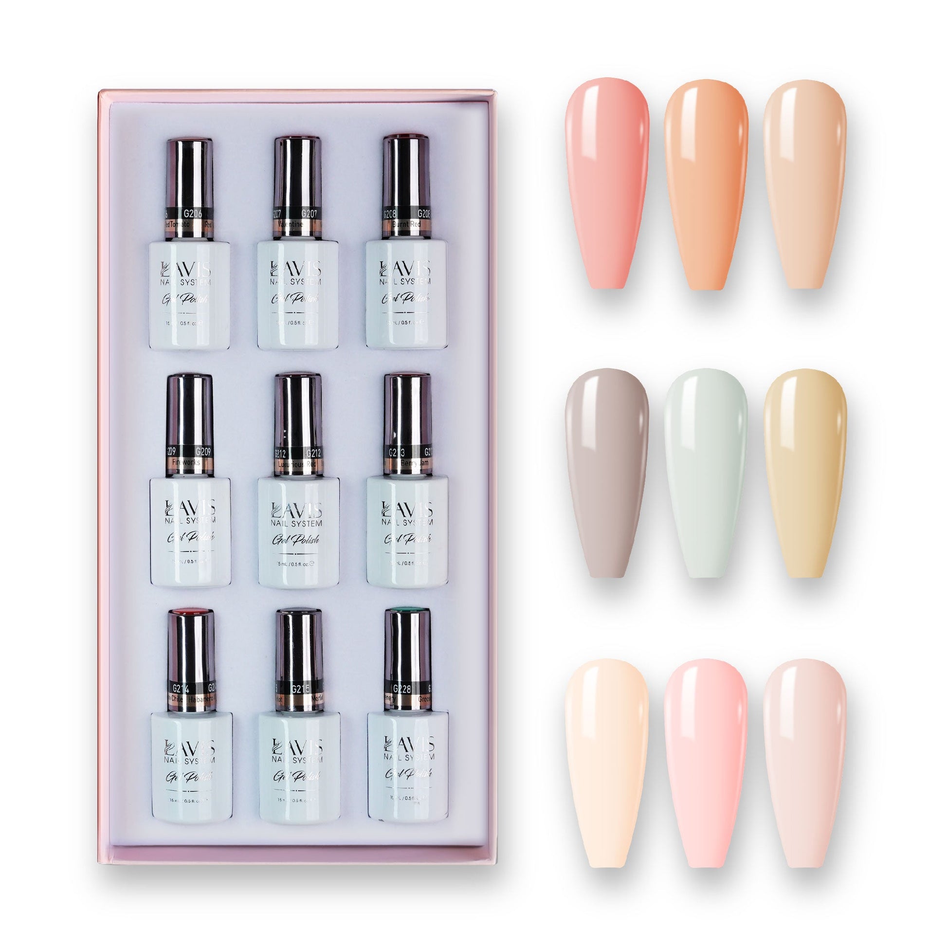 9 Lavis Holiday Gel Nail Polish Collection - SET 2 - 029; 017; 070; 013; 007; 044; 071; 077; 045