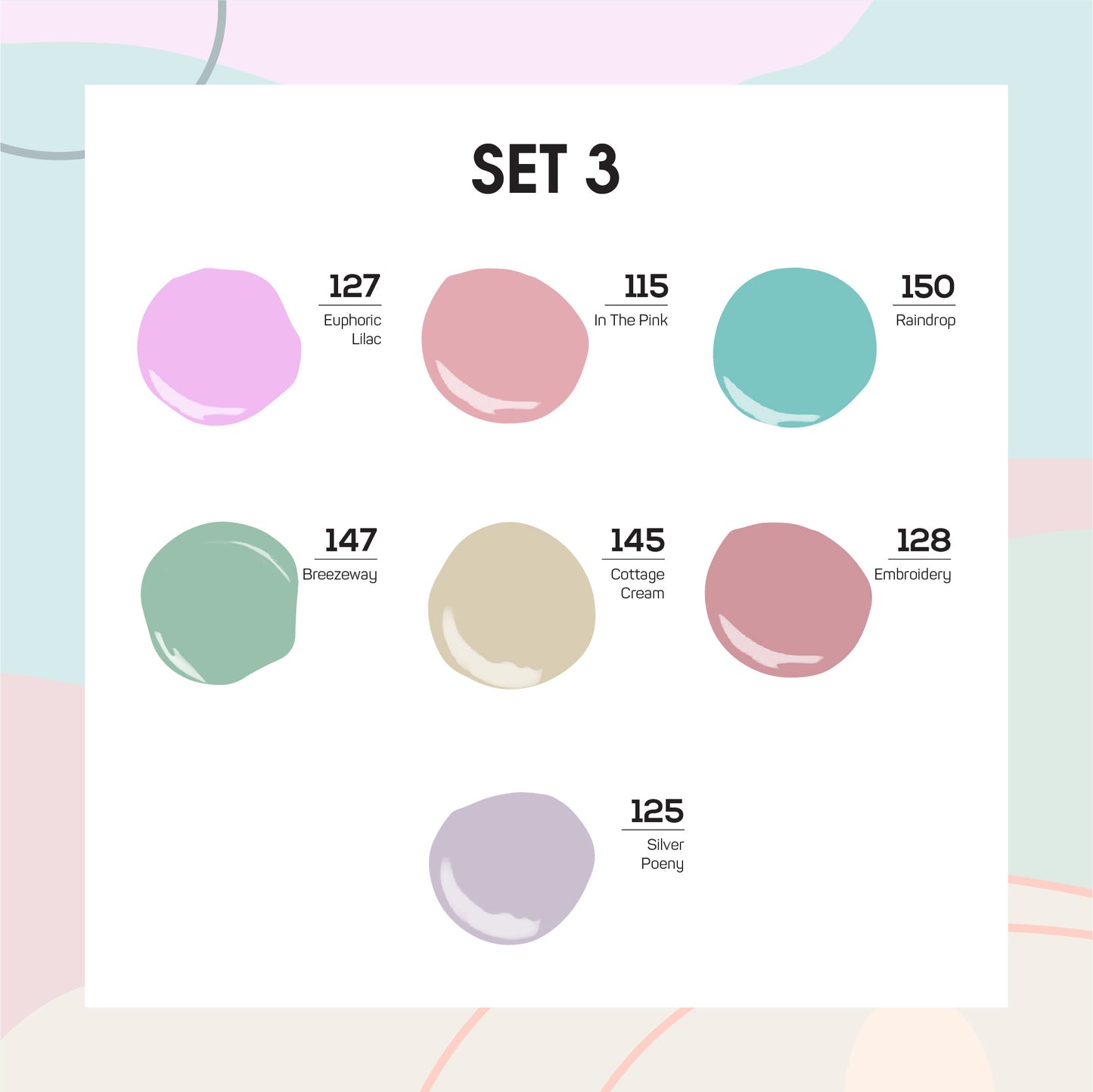 Lavis Holiday Collection: 7 Gel Polishes, 1 Base Gel, 1 Top Gel - Set 3 - 127, 115, 150, 147, 145, 128, 125 + BT