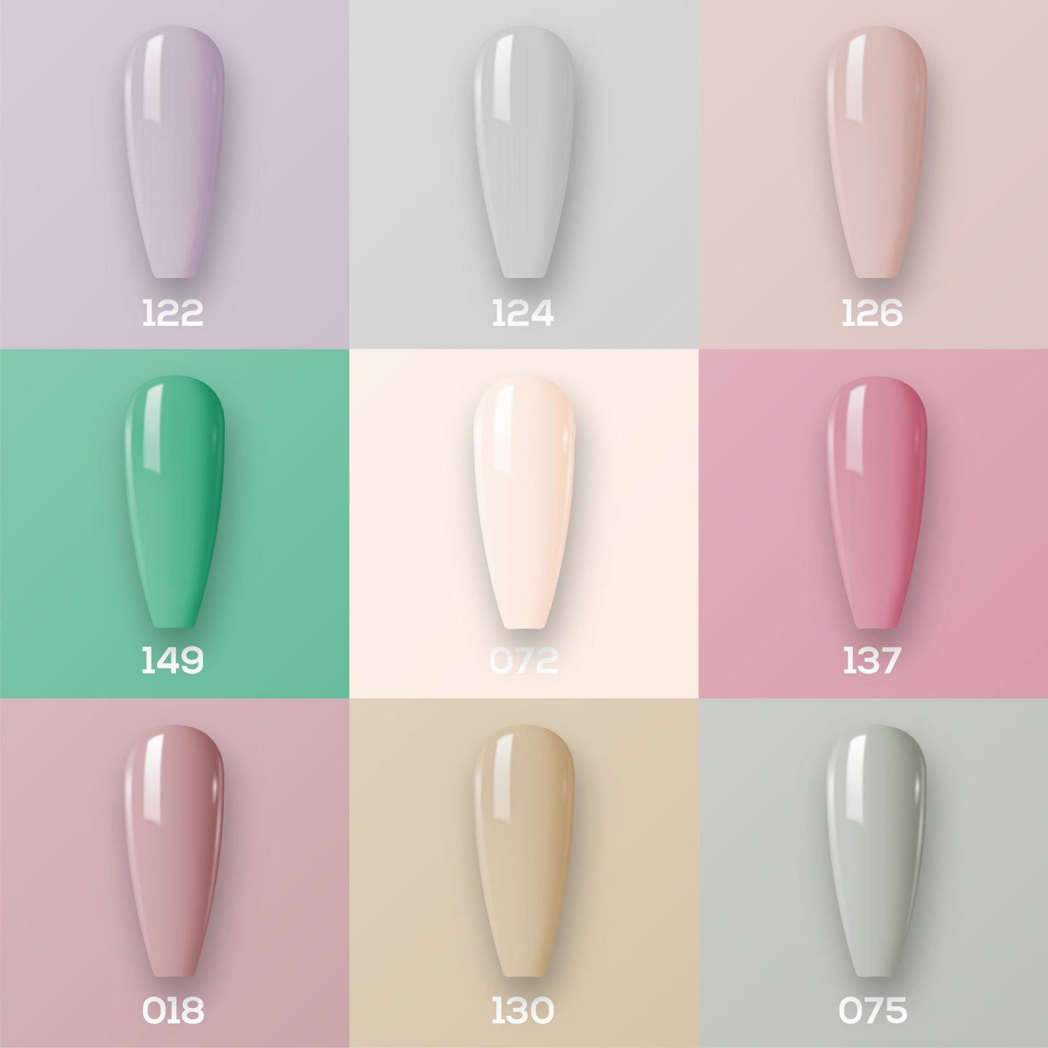 9 Lavis Holiday Gel Nail Polish Collection - SET 6 - 122; 124; 126; 149; 072; 137; 018; 130; 075