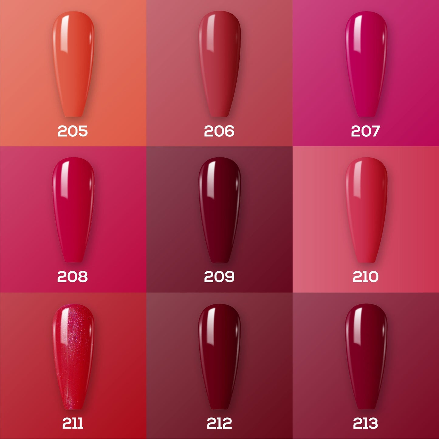 Lavis Healthy Nail Lacquer Fall Winter Set N7 (9 colors) : 205, 206, 207, 208, 209, 210, 211, 212, 213