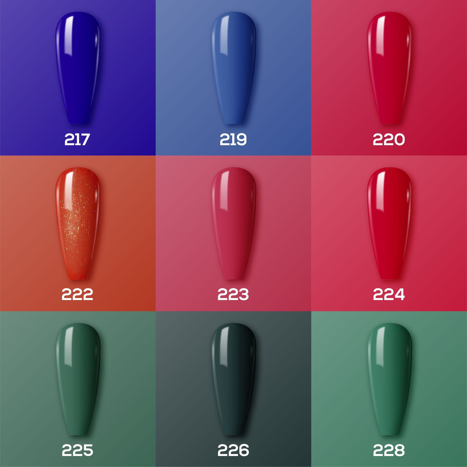 Lavis Healthy Nail Lacquer Fall Winter Set N8 (9 colors) : 217, 219, 220, 222, 223, 224, 225, 226, 228