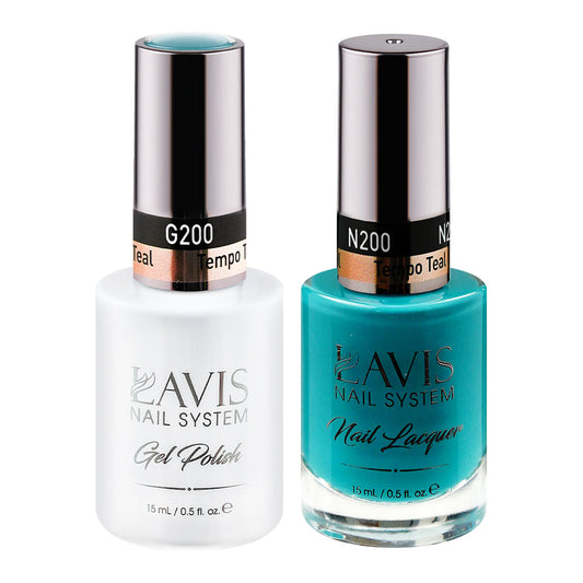 LAVIS 200 Tempo Teal - Gel Polish & Matching Nail Lacquer Duo Set - 0.5oz