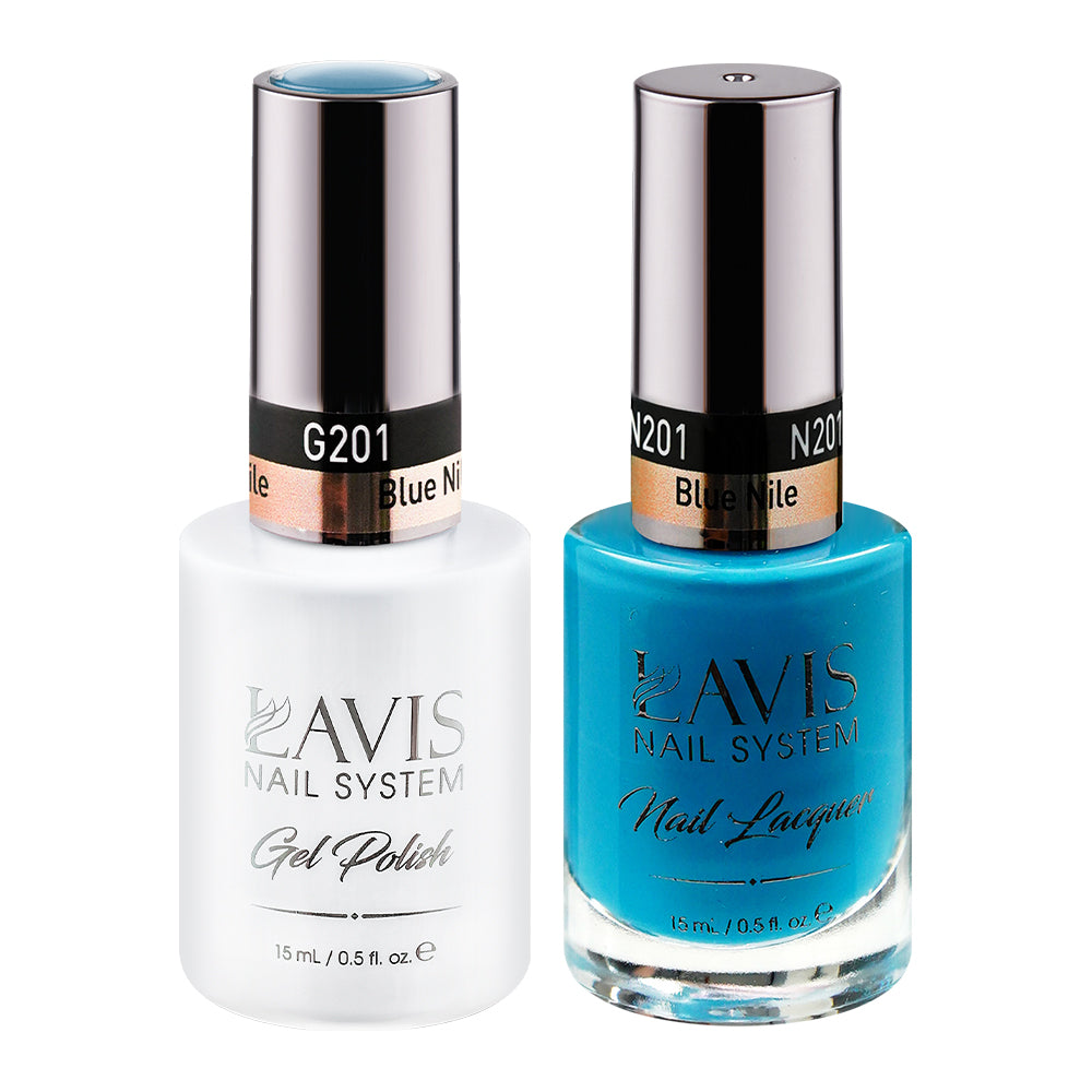 LAVIS 201 Blue Nile - Gel Polish & Matching Nail Lacquer Duo Set - 0.5oz