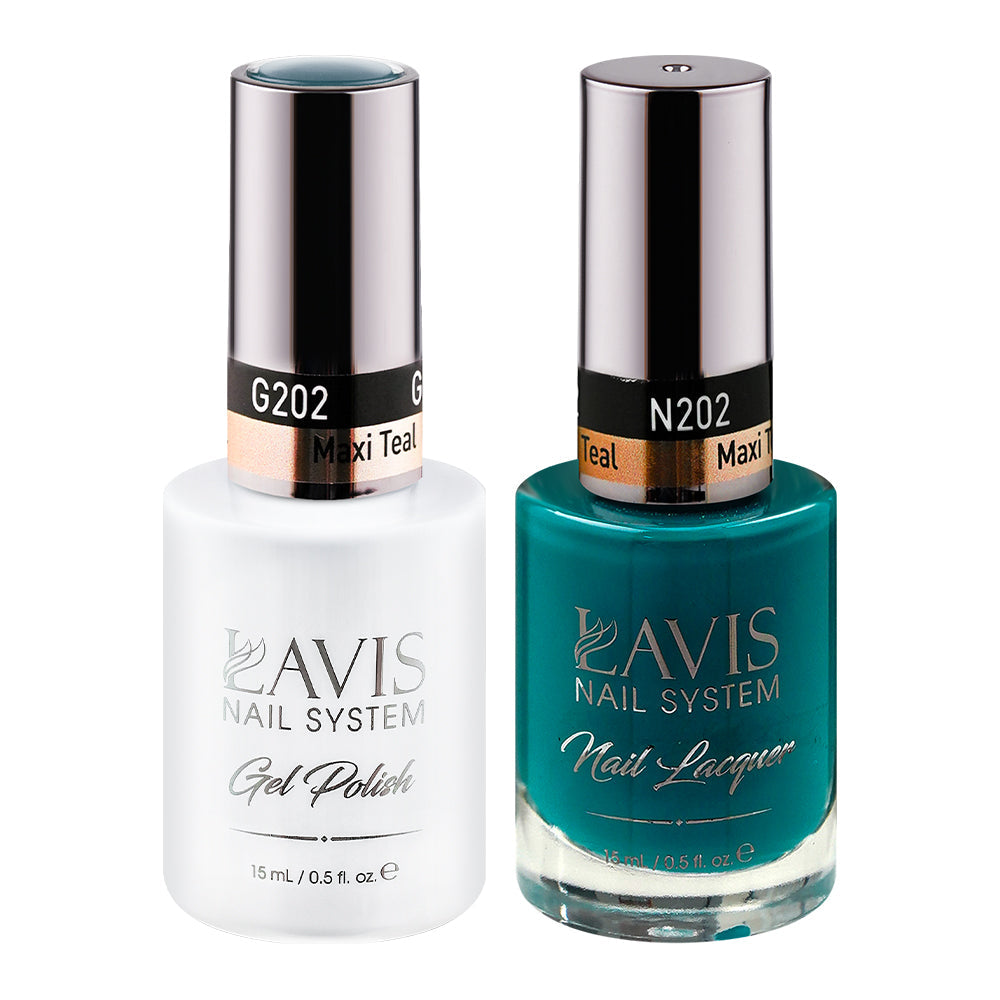 LAVIS 202 Maxi Teal - Gel Polish & Matching Nail Lacquer Duo Set - 0.5oz