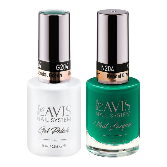 LAVIS 204 Kendal Green - Gel Polish & Matching Nail Lacquer Duo Set - 0.5oz