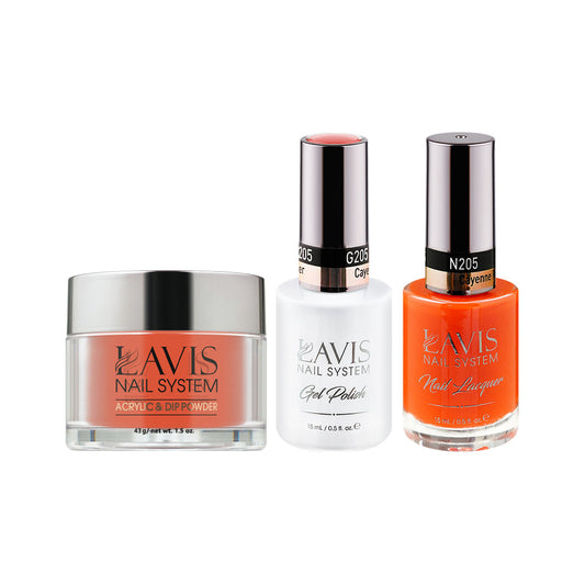 LAVIS 3 in 1 - 205 Cayenne Pepper - Acrylic & Dip Powder, Gel & Lacquer